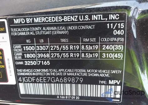 2016 Mercedes-Benz Gl 450 4Matic from USA, damaged, VIN 4JGDF6EE7GA689879